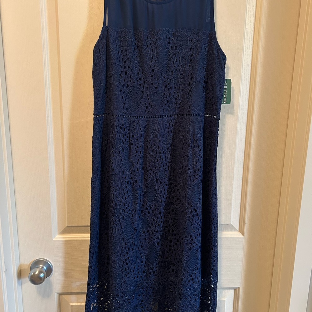 Simons Blue Halter Neck Sheath Dress